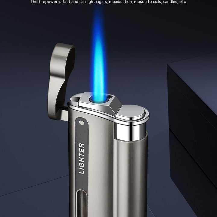 Creative Flip Gas Lighters Blue Flame Metal Direct Punch Men's Cool Cigarette Lighter Wholesale Lettering