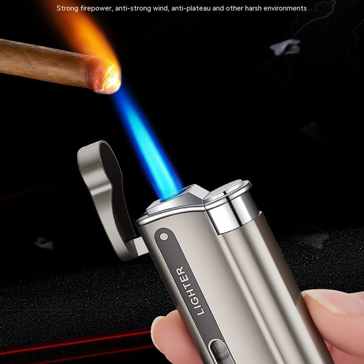 Creative Flip Gas Lighters Blue Flame Metal Direct Punch Men's Cool Cigarette Lighter Wholesale Lettering